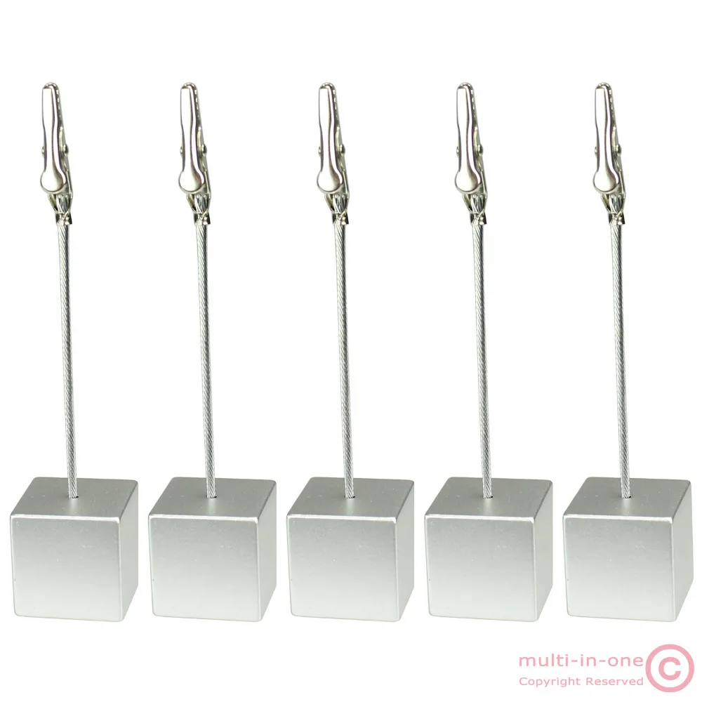 Lot 5pcs silver cube wire picutre/note/card/memo clip,photo holder,new