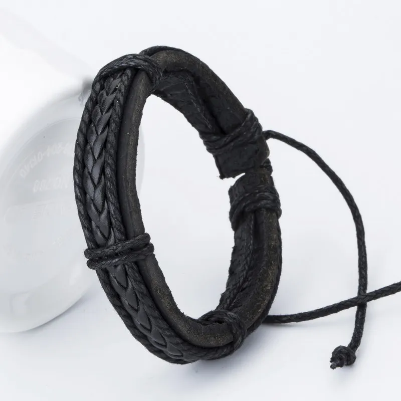 TYO-Offre Spéciale! Bracelets en cuir marron faits à la main pour hommes, bracelet à breloques à la mode, brins de bandage bricolage, bracelets tissés populaires pour garçons