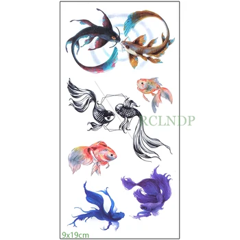 

Waterproof Temporary Tattoo Sticker Goldfish Fake Tatto Swimming Fish Flash Tatoo Foot Hand Arm Neck for Girl Women Men