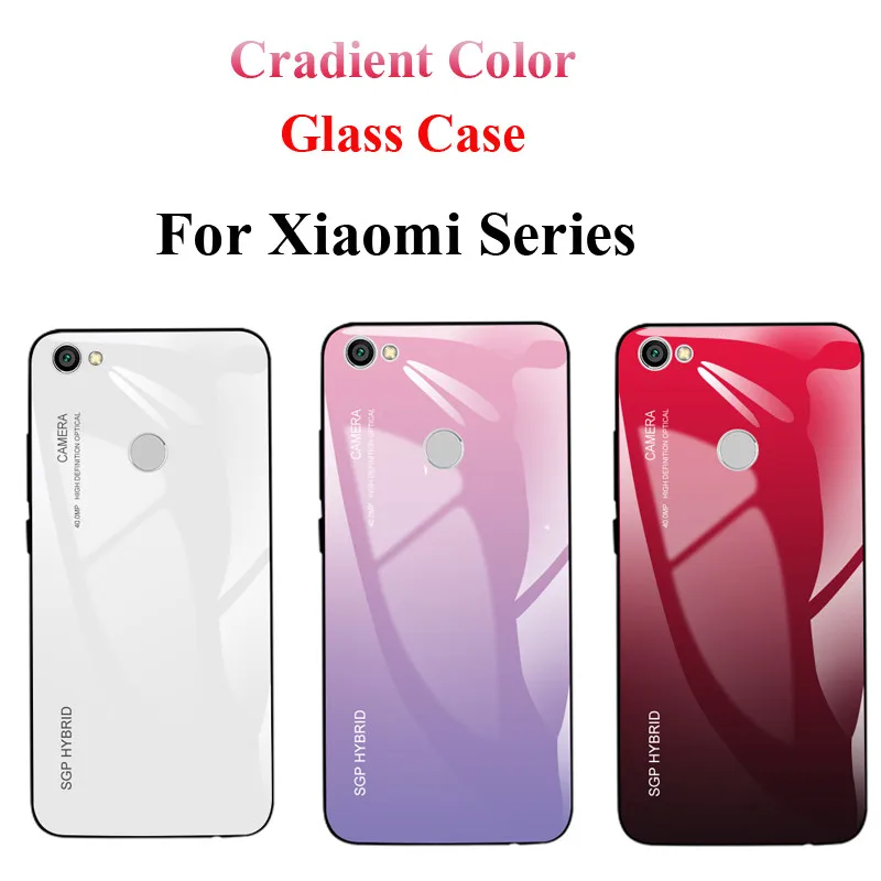 

Mi A2 Lite Gradient Aurora Phone Shell Case for Xiaomi A2 Lite A1 A2 Redmi 6 Pro Glass Cover Colorful Coque Case For Xiaomi A2