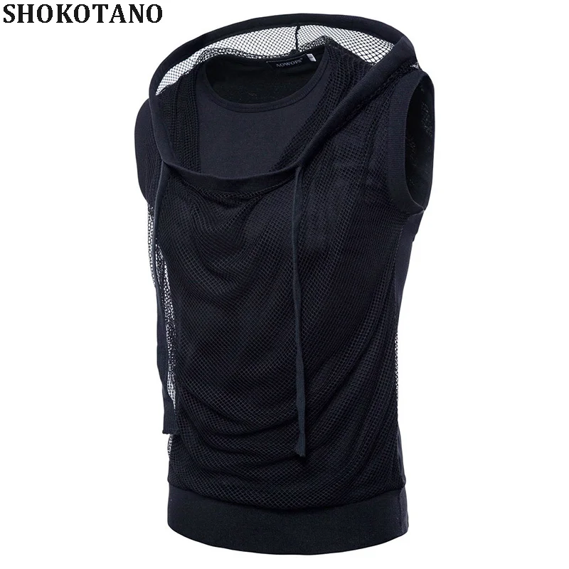 

SHOKOTANO Tank Top Men Clothes 2018 Hooded Sleeveless Tee Shirt Tanktop