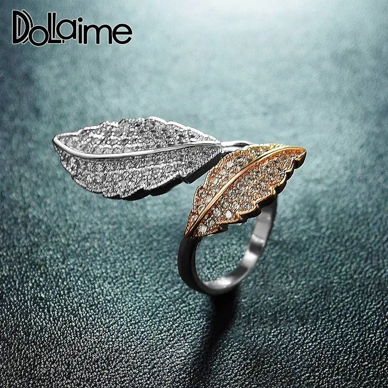 

Dolaime Hot Sale Maple Leaf Plant Ring Beautiful Rose Gold Color Leaf Style Woman Ring For Everyday Wear Female Gift Ring R687