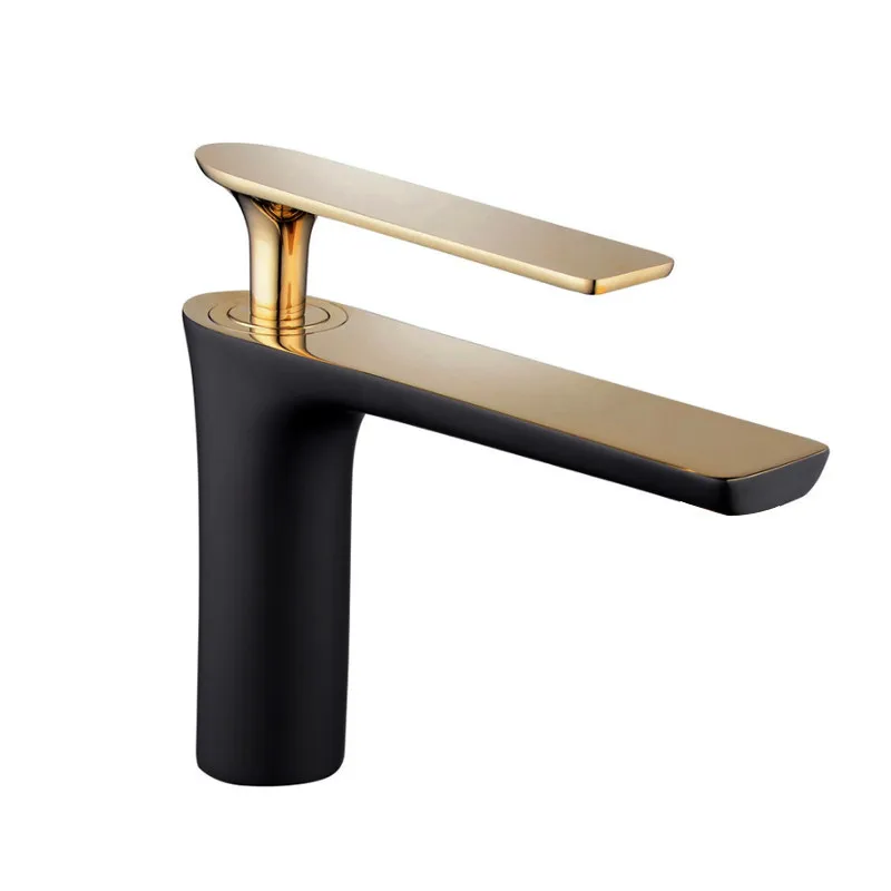 

High quality bathroom basin faucet, black platinum baking varnish all copper cold and hot bathroom basin faucet,