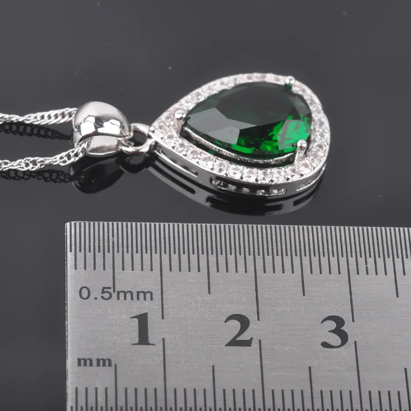 FAHOYO зеленый Цирконий Капли воды для женщин 925 пробы серебряные Ювелирные наборы браслет ожерелье кулон серьги кольцо QS0106