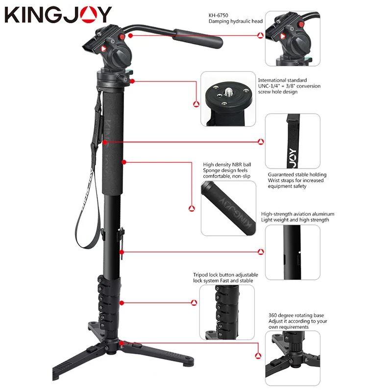 Штатив тренога KINGJOY MP4008F + алюминиевая Флип монопод подставка для всех моделей