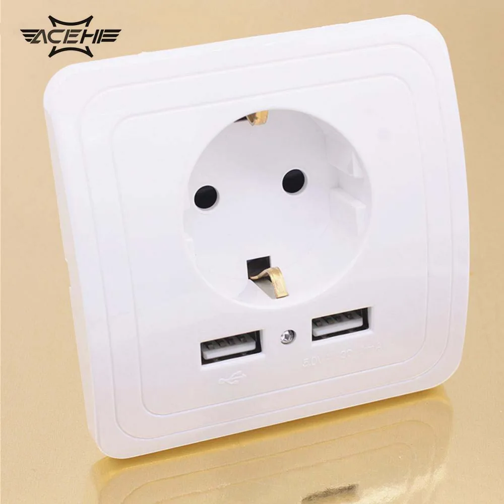 Best Dual 2 USB Port 5V 2A Wall Outlet Panel Plug Socket Electrical