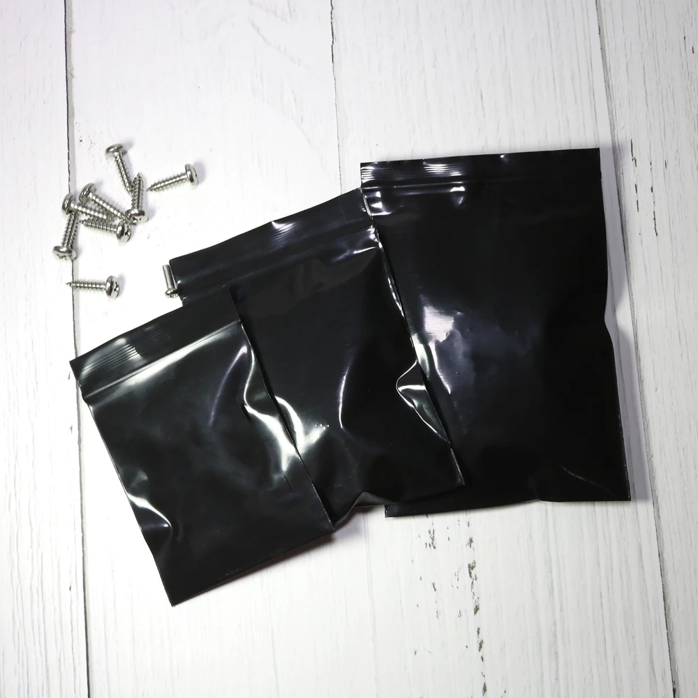100 шт Мульти Размеры закрывающимися поли мешки Ziplock посылка Чехлы черный