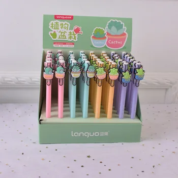 

48pcs Creative Stationery Student Pen Potted Plants Gel Pen 0.5mm Full Needle Black Ink Pen School Supplies Office Supplies