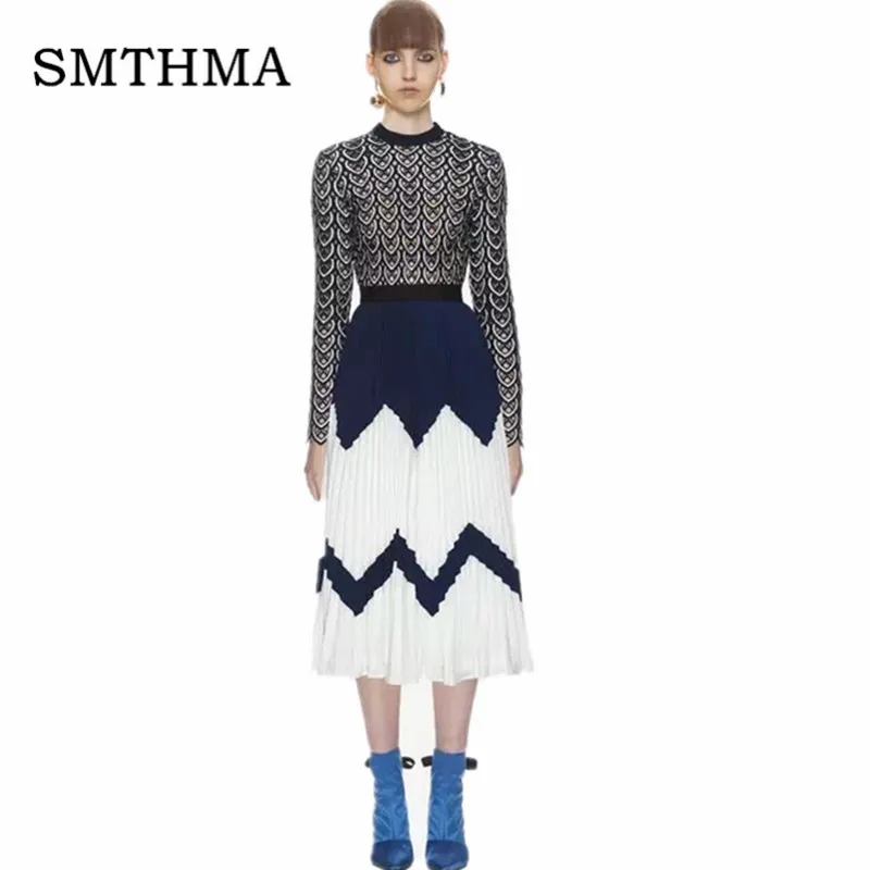 

Self Portrait Dress 2019 Elegant Women Hollow Out Patchwork Block Long Sleeve Pleated Chiffon Dress Boho Chic Dress Vestidos