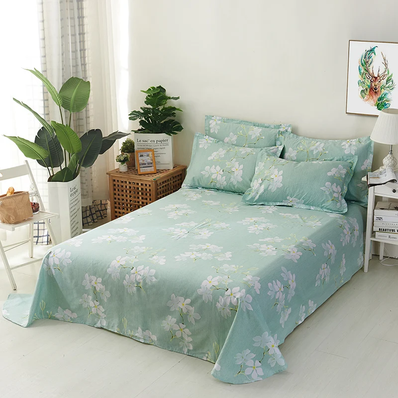 3pcs 100 Cotton Home Textile Flowers Bedding Coverlet Flat Sheet