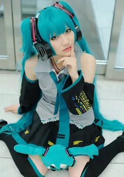 

Customize Cosplay Costume Vocaloid Cos Hatsune Miku Anime Cosplay Harajuku Costumes Cos Full Set:Top+Skirt+Sock+Sleeve+Tie+Belt