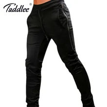 Taddlee бренд леггинсы для женщин для мужчин мотобрюки повседневное узкие базовые брюки девочек Active Slim Fit низ треники с карманами