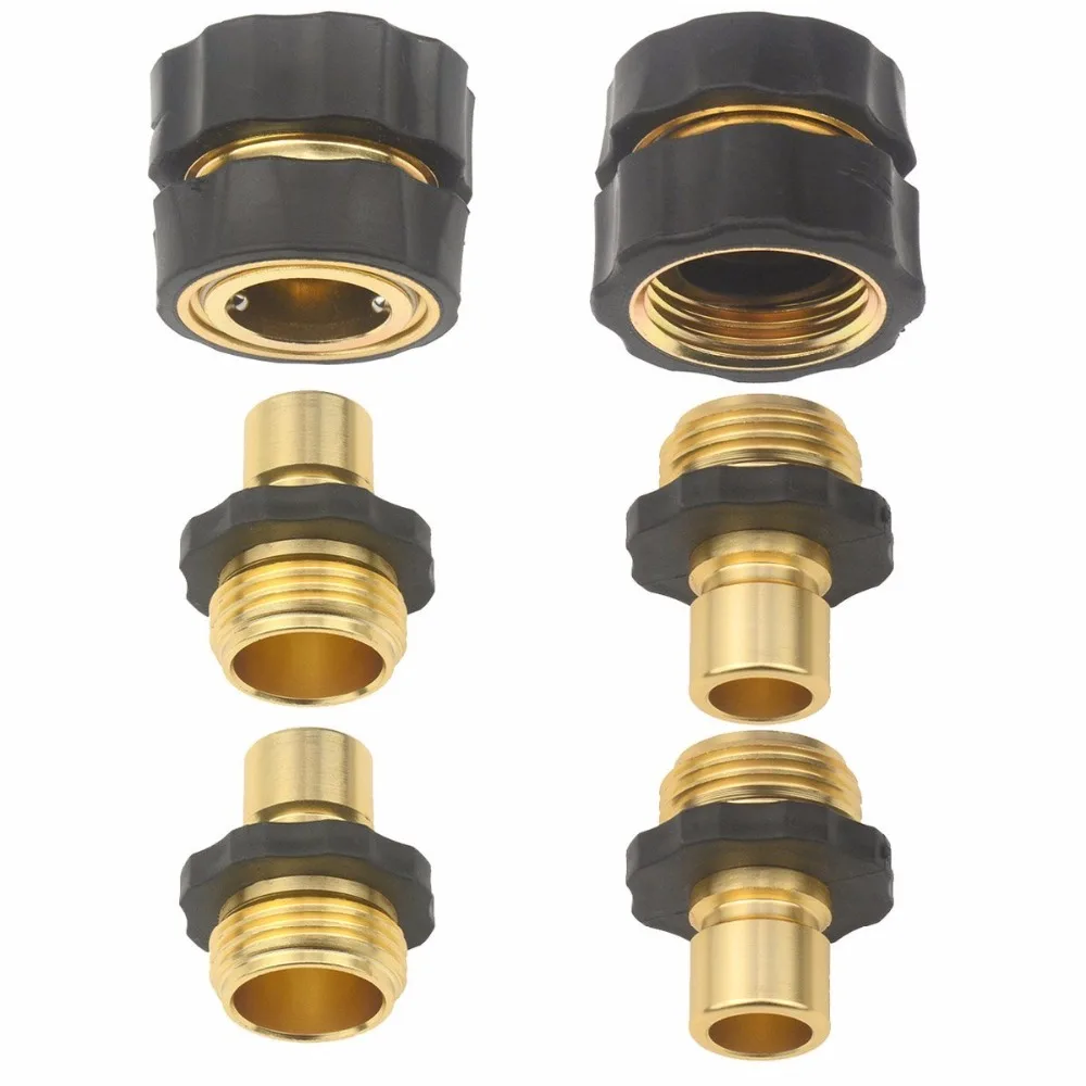 Set of 6 Aluminum Garden Hose Quick Connector Water Hoses Quik Connect