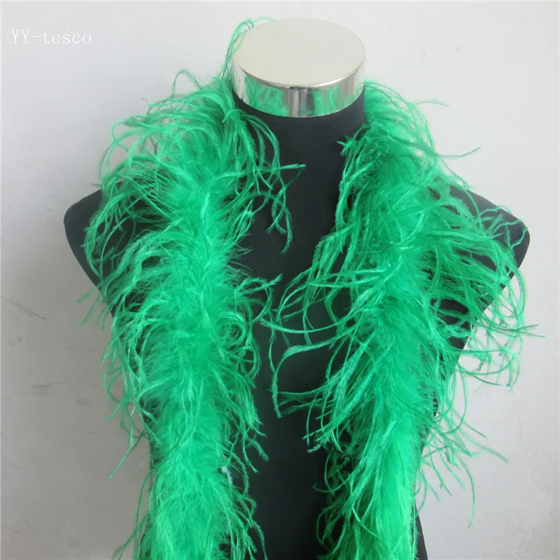 Beautiful 10 m 5 strip natural Ostrich Feathers Boa Quality fluffy Costumes / Trim for Party / Costume / Shawl / Available - Color: green