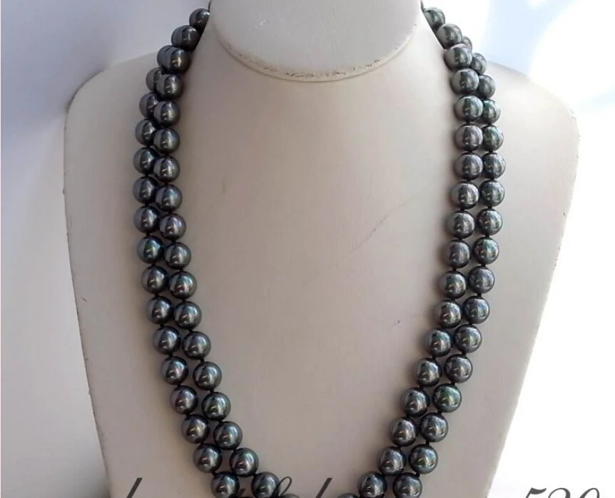 

hot sell z2102 long 50" 12mm peacock black south sea pearl necklace (A0322)