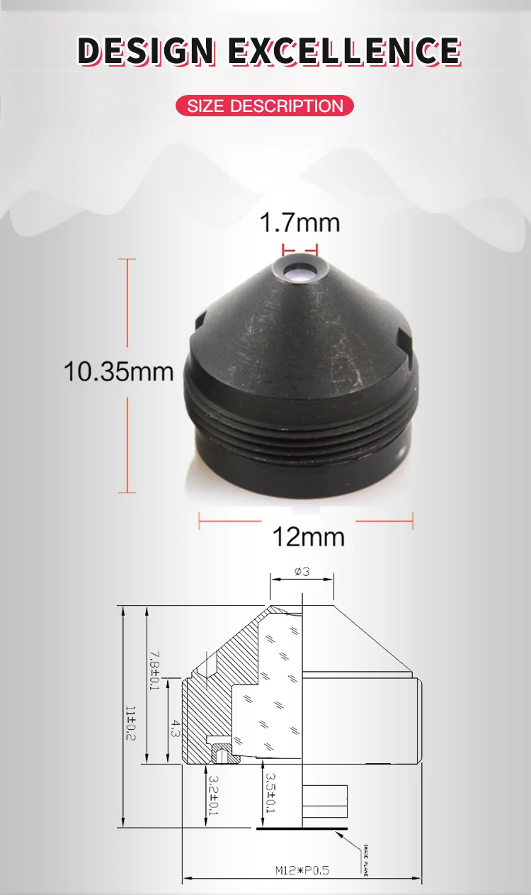 BINYEAE HD 2MP Мини объектив 2,1 мм M12 Пинхол объектив F2.0 1/" датчик изображения для камер видеонаблюдения