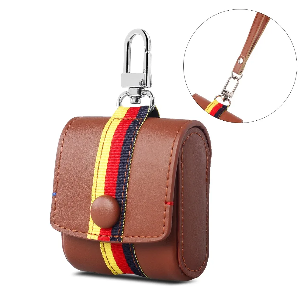 For Apple Airpods Case Leather Airpos Cover Cases Brown PU Protective Cases For Air Pods Eirpods Arpods Headphone Erpod Skins (1)