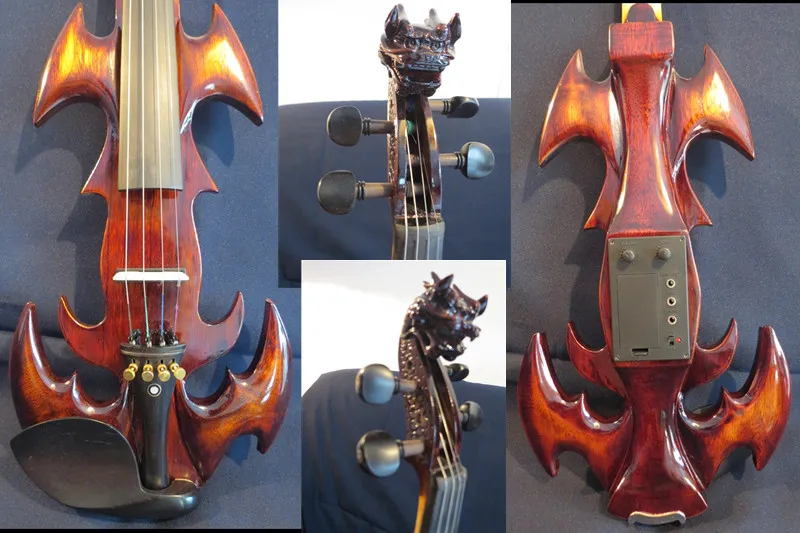 Новая модель crazy-1 песня Резная Голова Дракона 4/4 электрическая скрипка, твердая древесина#12055