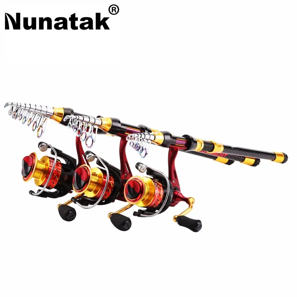 Nunatak Fishing Rods Reels Combo 1.8m-3.6m Carbon Telescopic Rod + 5.2:1 11BB FENICE 2000/3000/4000 Spinning Reel | Спорт и