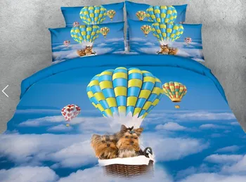 

Dogs Dog Bedding set Luxury 3D quilt duvet cover Cotton bed sheets sheet linen Super King Queen size full twin bed in a bag 4PCS