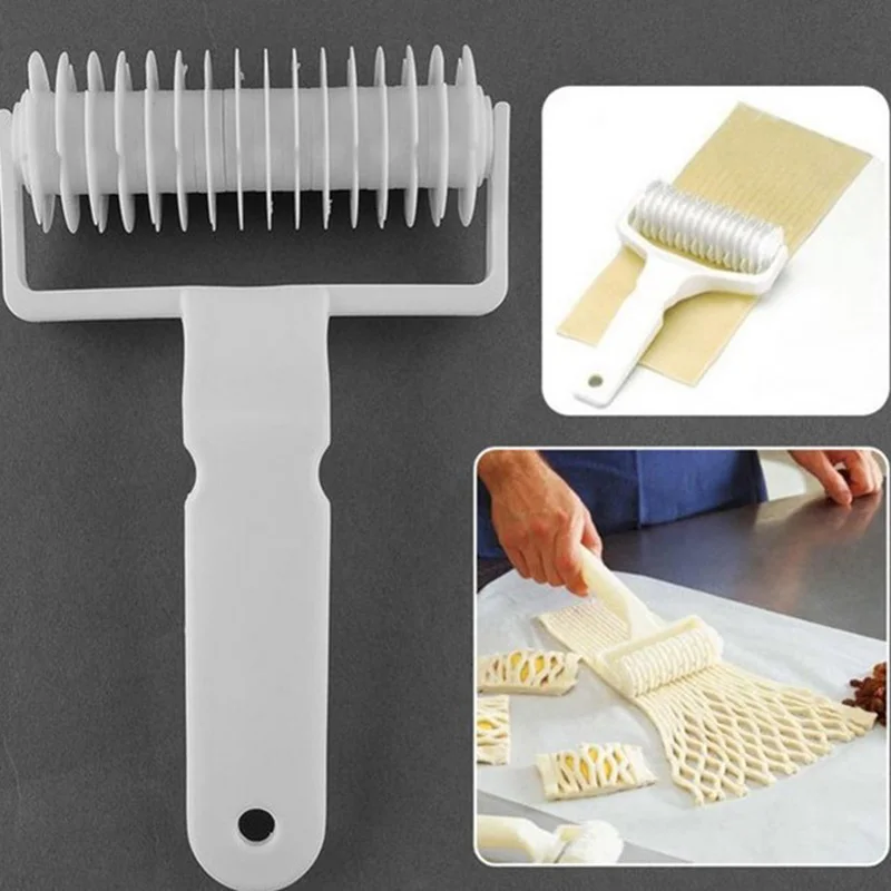2016 White Plastic Baking Tool Cookie Pie Pizza Pastry Lattice Roller Cutter Craft Plastic Baking Knife Tool #25