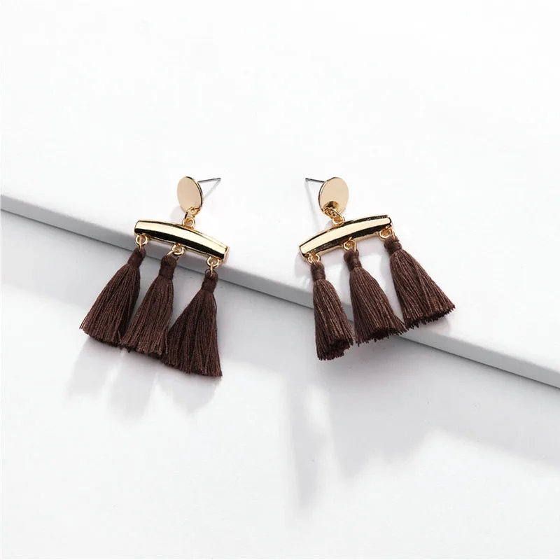 

2019 Fall Winter New Styles Triple Tassel Drop Earring Metal Statement Earrings Chic Style