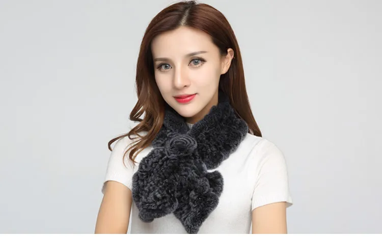 knitted rabbit fur scarf with flower (18)