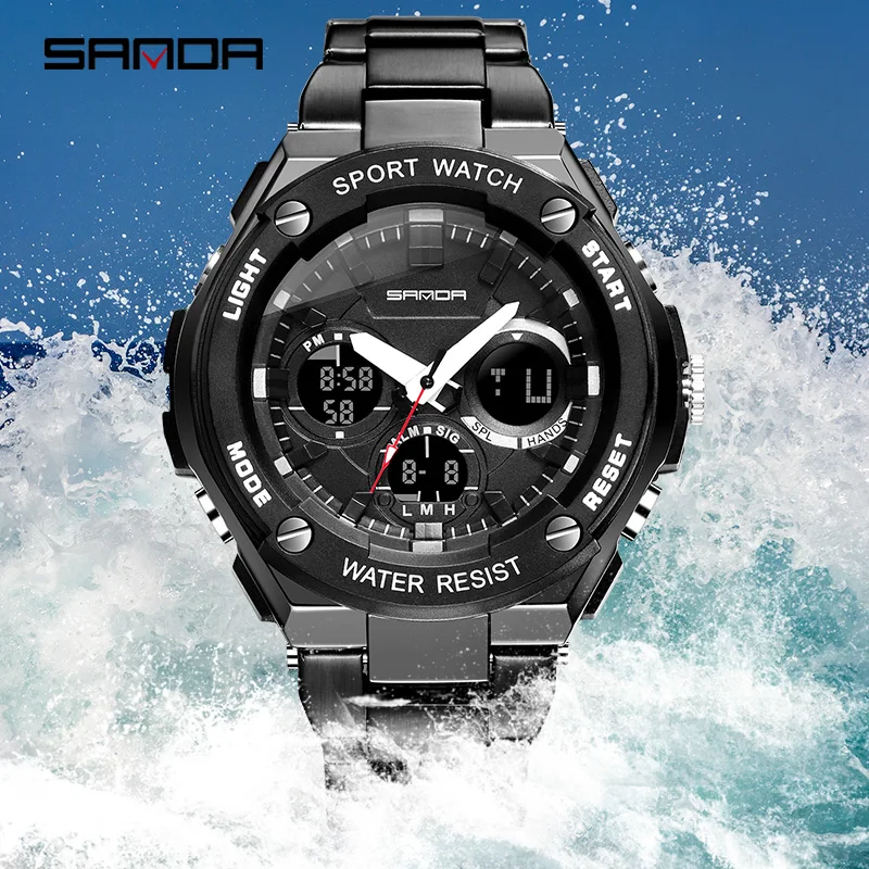 

Multi-function Military Men's Watch Special Forces Double Display Waterproof Luminous Outdoor Sports Steel Band Digital Watches