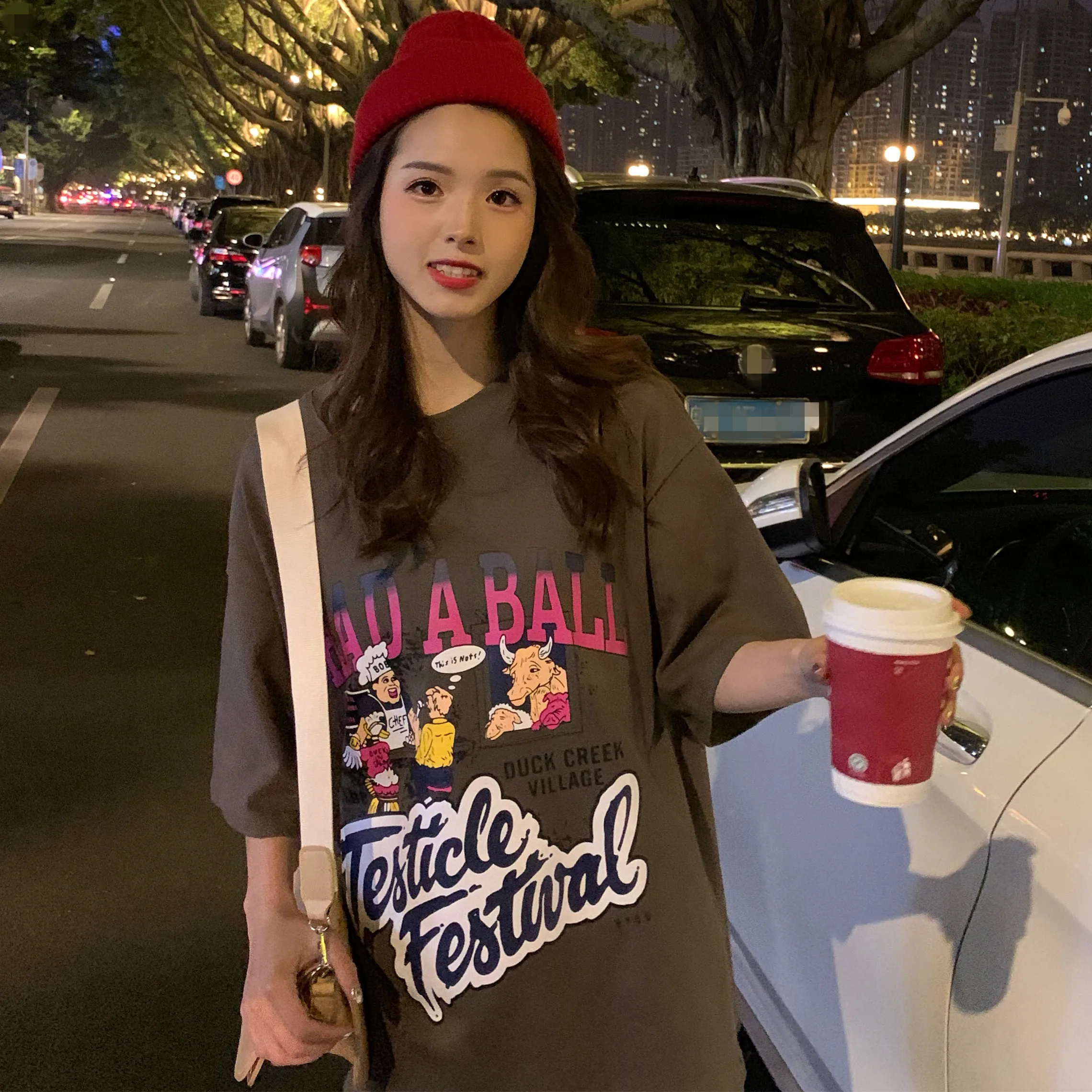 Для женщин футболки Harajuku Ulzzang студент свободные Письмо печати хип хоп шикарная