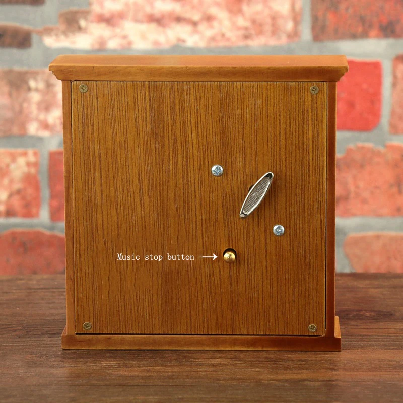 Cena Jakość symulowane fortepian Vintage dekoracje domu 1 sztuk klasyczne kwadratowe drewniane mechaniczna korba wykwintne Retro pozytywka prezenty