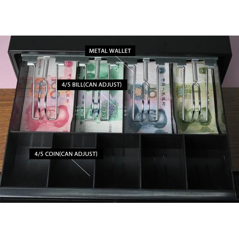 Caixa Registradora Gaveta de Dinheiro Posição Lock Bill Coin Gaveta de Dinheiro Durável Clip Mental com Rj11 Interface - Imagem 4