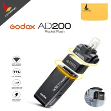Free DHL 2017 New Godox AD200 Pocket Flash with 2 Light Heads GN52 GN60 200W Power 2.4G Wireless X System TTL HSS 1/8000s
