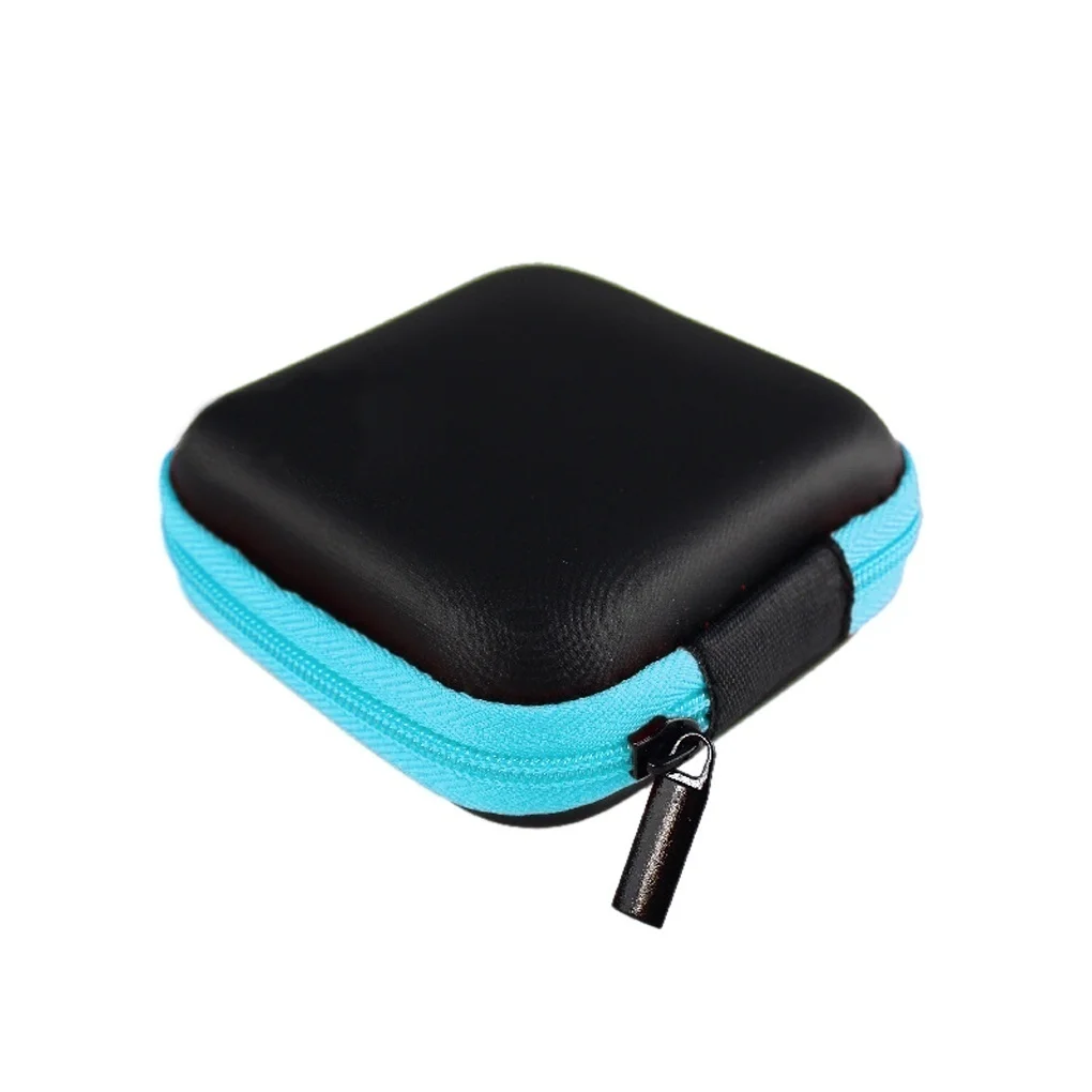 Urijk коробка для хранения, чехол, квадратный Органайзер проводов для наушников, коробка для передачи данных, кабели, контейнер для монет, наушников, цветная защитная коробка 8 см - Цвет: blue Square 8x8cm