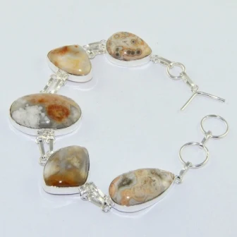

Ocean Jaspers Silver Overlay on Copper Bracelet , 24.6 cm, B1812
