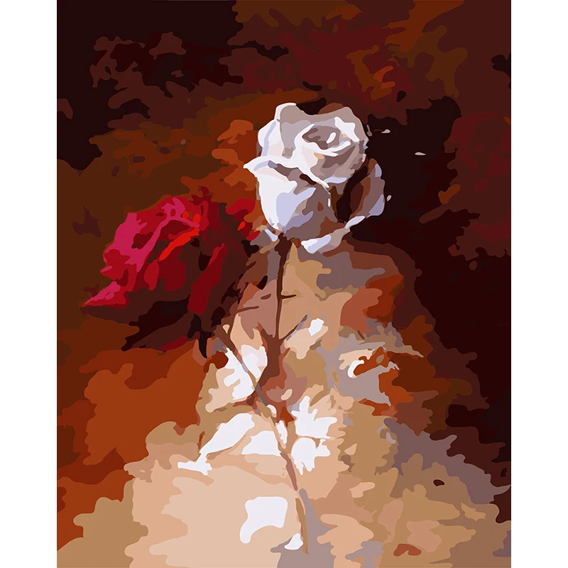 

Frameless picture on wall acrylic painting by numbers diy canvas painting art Christmas gift Rose Flower coloring by numbers