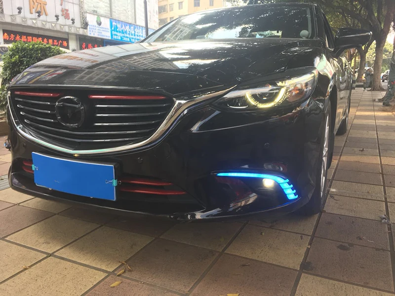 Автомобильные мигающие 2 шт. DRL для Mazda 6, мазда 6, Atenza,,, светодиодный дневные ходовые огни, дневной свет с желтым указателем поворота