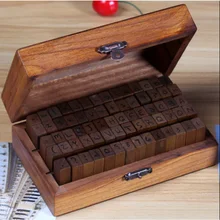 DIY Letter Alphabet Stamp Vintage Wooden Alphabet And Number Stamps Set With Wooden Box Personalized font signature production DIY Letter Alphabet Stamp Vintage Wooden Alphabet And Number Stamps Set With Wooden Box Personalized font signature production