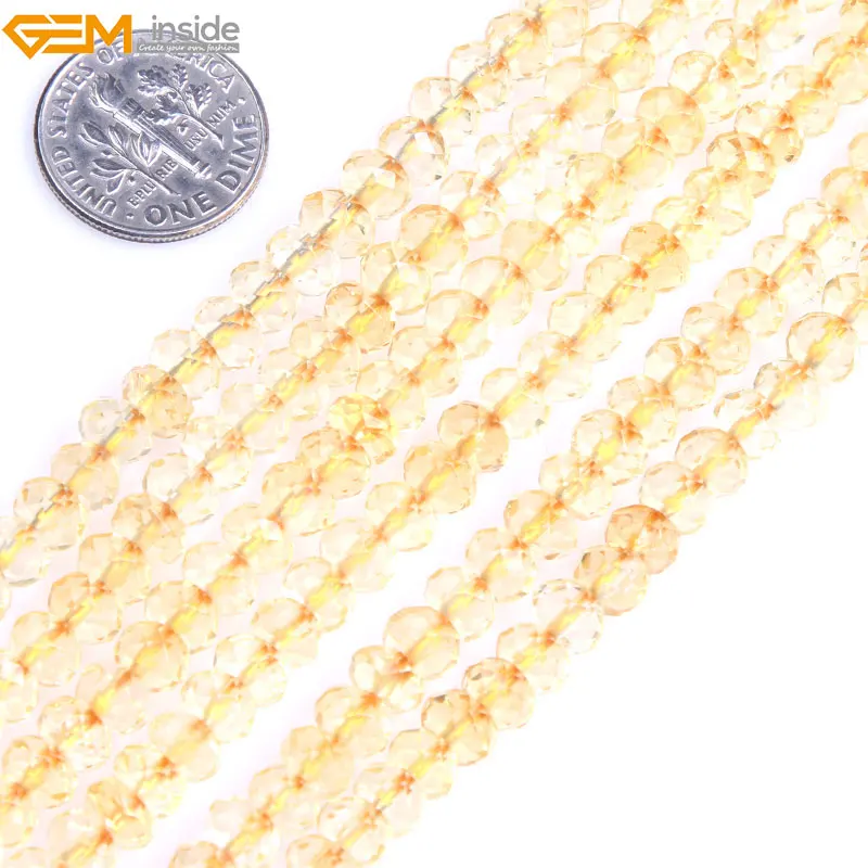 

Gem-inside Natural AAA Grade Faceted Citrine Quartz Rondelle Spacer Beads For Jewelry Making Beads DIY 15" Christmas Gift