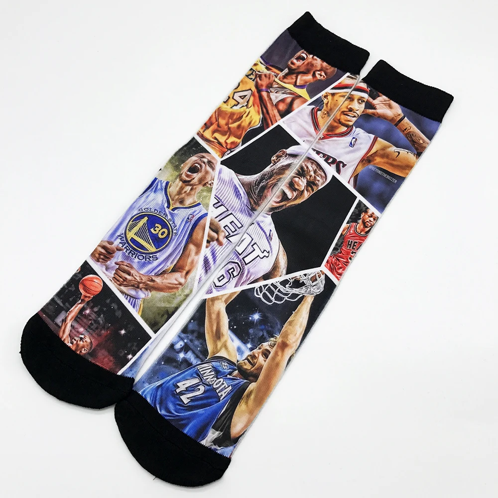 2019 All-Star серия печать 18 мужчин и женщин Мода Смешные носки 3d печатные носки 200 Вязание картина маслом Компрессионные носки