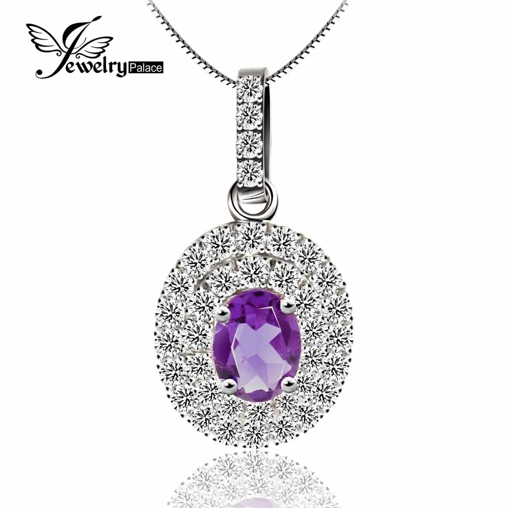 

JewelryPalace Amethyst Gemstone Pendant 925 Sterling Silver Pendant Necklace Engagement Wedding Jewelry Charm Without Chain