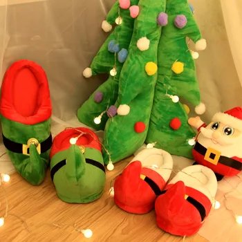 

New Christmas Parent-child Home Slippers Autumn Winter Christmas Cotton Shoes Cute Winter Slippers New Year Santa Claus Slippers