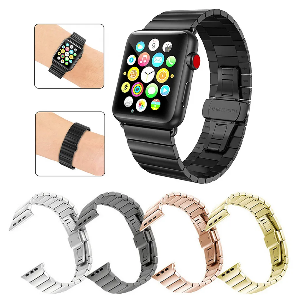 

stainless steel strap for apple watch band 44mm 40mm iwatch serise 4 3 2 1 42/38mm watchband link bracelet butterfly loop wrist