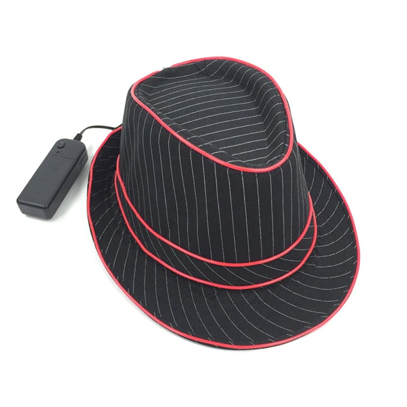 Светящаяся Шляпа Fedora использует EL Wire яркий светодиодный мигающий вспыхивающий