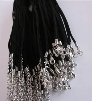 

50pcs black suede leather necklace cord with lobster clasps