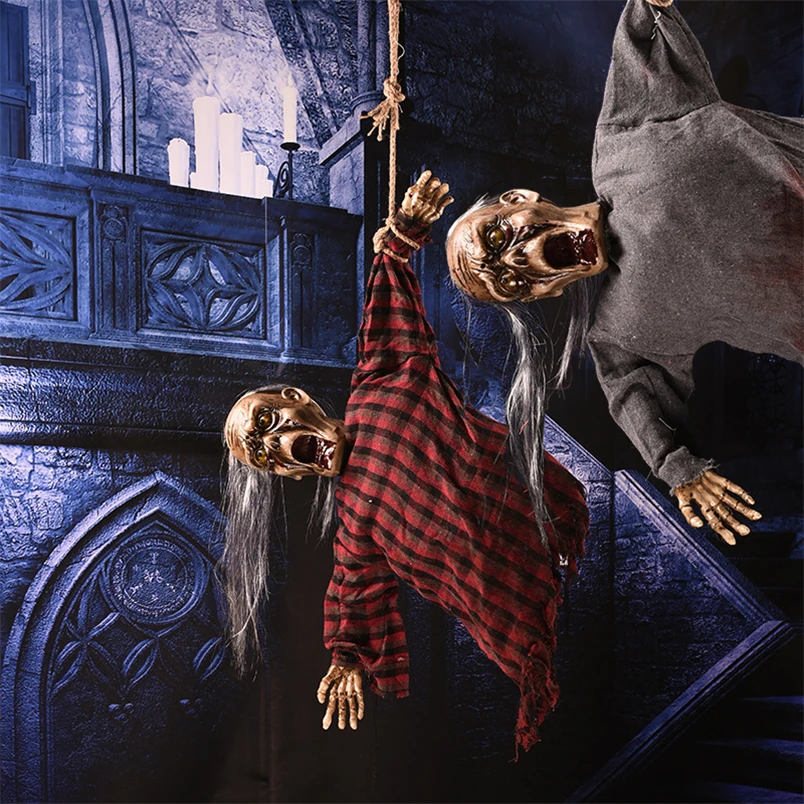 

Animated Skeleton Hanging Halloween Ghost Electric Voice Control Horror Props Halloween Spooky Ghost Zombie Haunted Party Prop