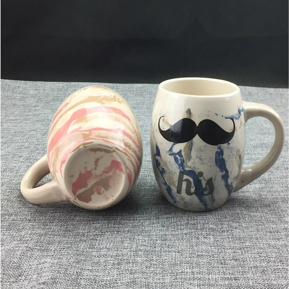Ceramic Coffee Mug Milk Cup DrinkTea Creative His and Hers Coffee Cup Travel Mug For Couples Porcelain BeardRed Lip Design    CB229-CB230 (7)
