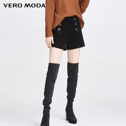 Vero Moda бренд новый хлопок 100% вельвет невидимая боковая молния металлическое кольцо украшение высокая Талия Короткие брюки женские | 318115519