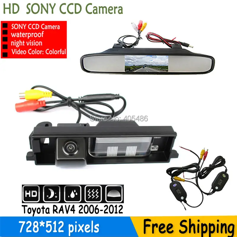 wirelss SONY CCD Chip Car RearView Reverse Mirror Monitor parking CAMERA forTOYOTA RAV4 2006 2010 2012