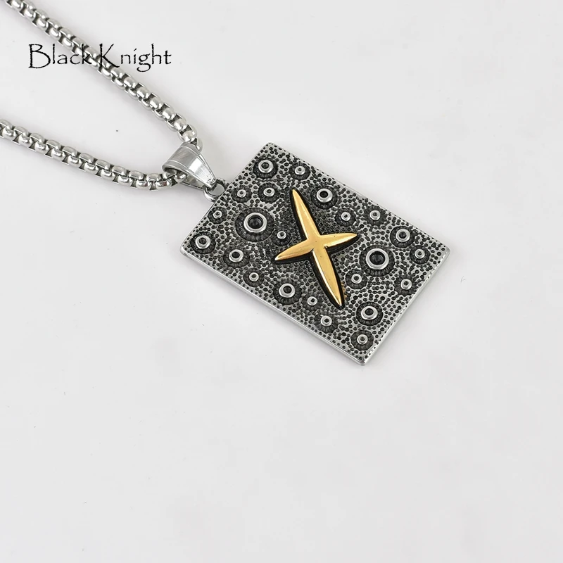 

2019 new Cool 2-tone Stainless steel north star dog tag pendant necklace Vintage mens fashion north star bumpy dogtag necklace