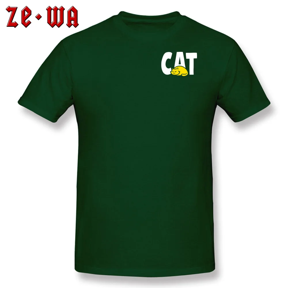 CAT Printing Short Sleeve Tees Father Day Crewneck 100% Cotton Men's Tshirts Printing T Shirt Slim Fit Drop Shipping CAT Chest dark